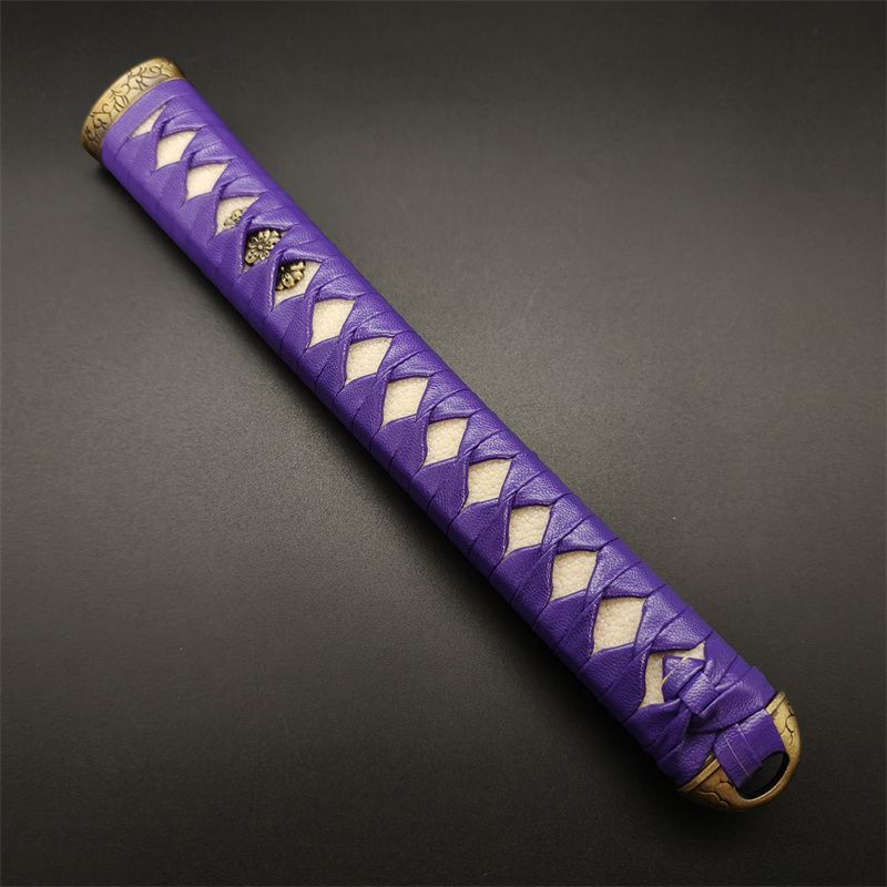 日本刀柄 唐草縁頭 桜目貫 pbz16 日本刀装具 新品 全長約26CM 本鮫皮