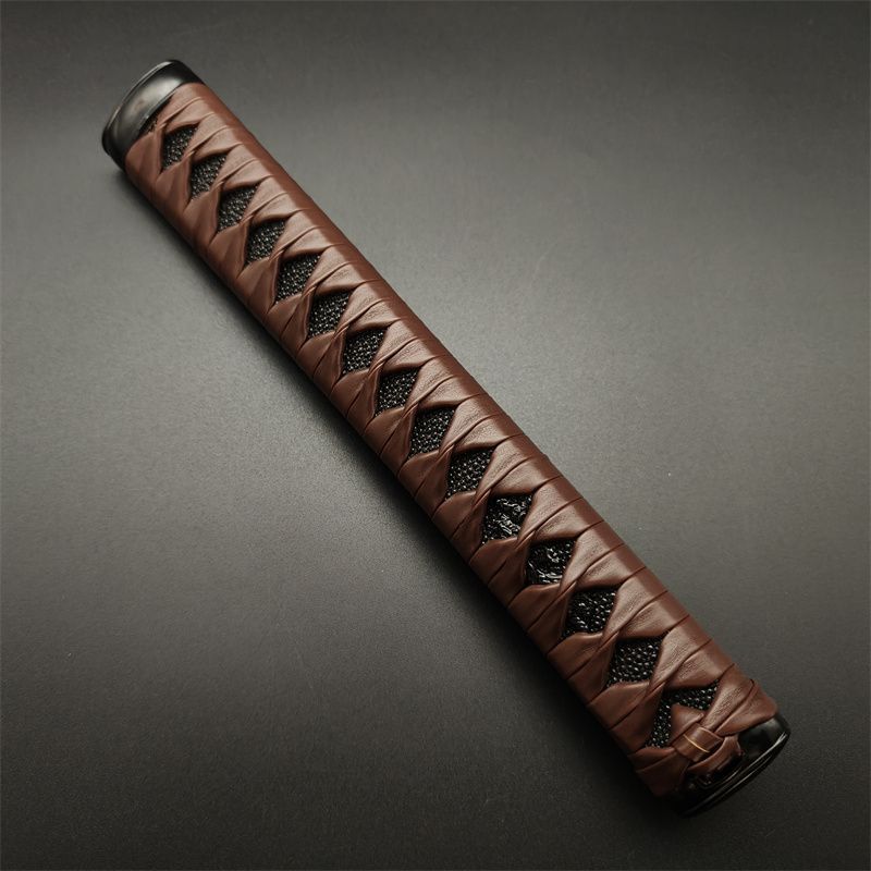 日本刀柄 黒目縁頭 龍目貫 pbz18 日本刀装具 新品 全長約26CM 本鮫皮