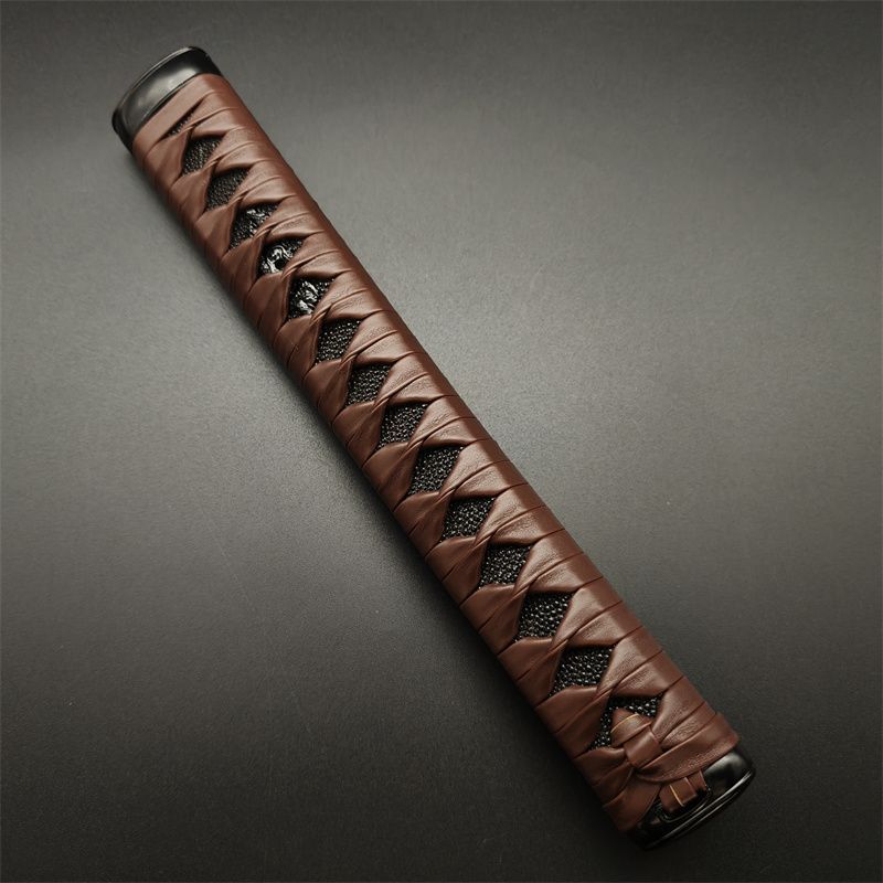 日本刀柄 黒目縁頭 龍目貫 pbz18 日本刀装具 新品 全長約26CM 本鮫皮