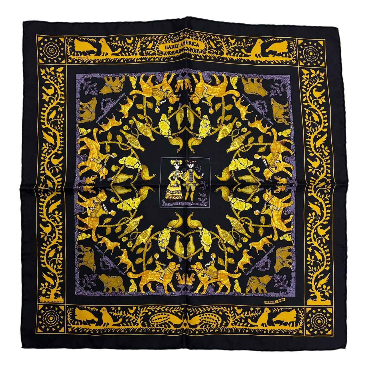 極美品 HERMES エルメス スカーフ EARLY AMERICA 古き良きアメリカ