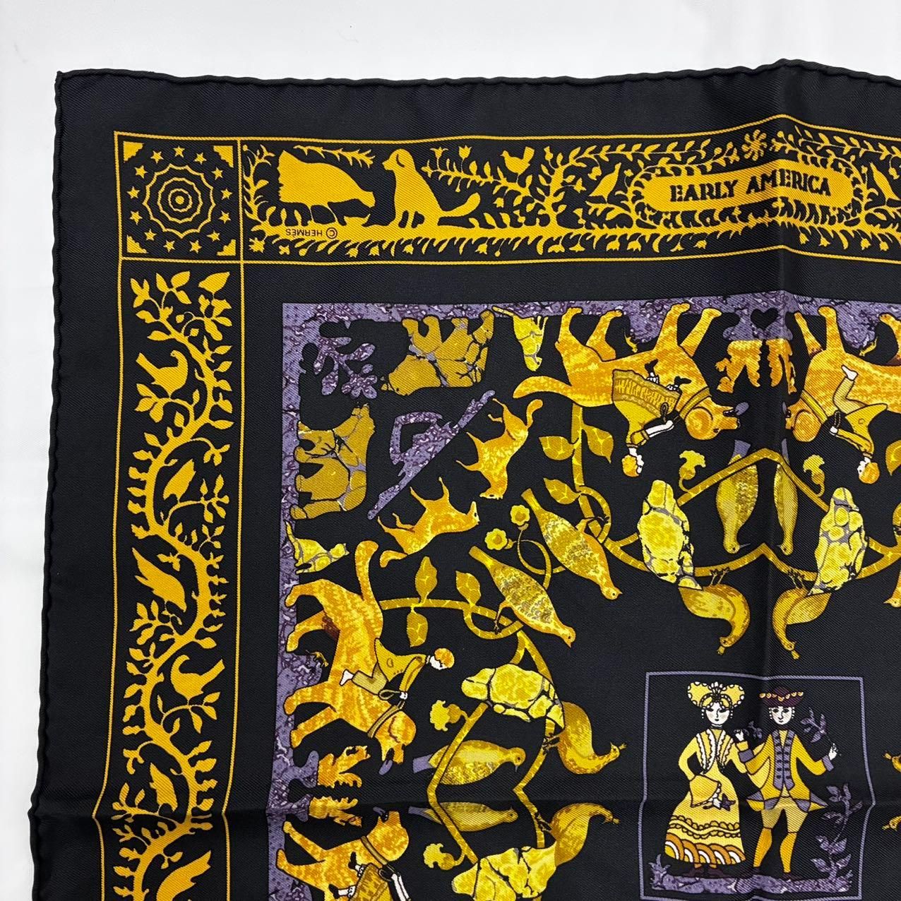 極美品 HERMES エルメス スカーフ EARLY AMERICA 古き良きアメリカ