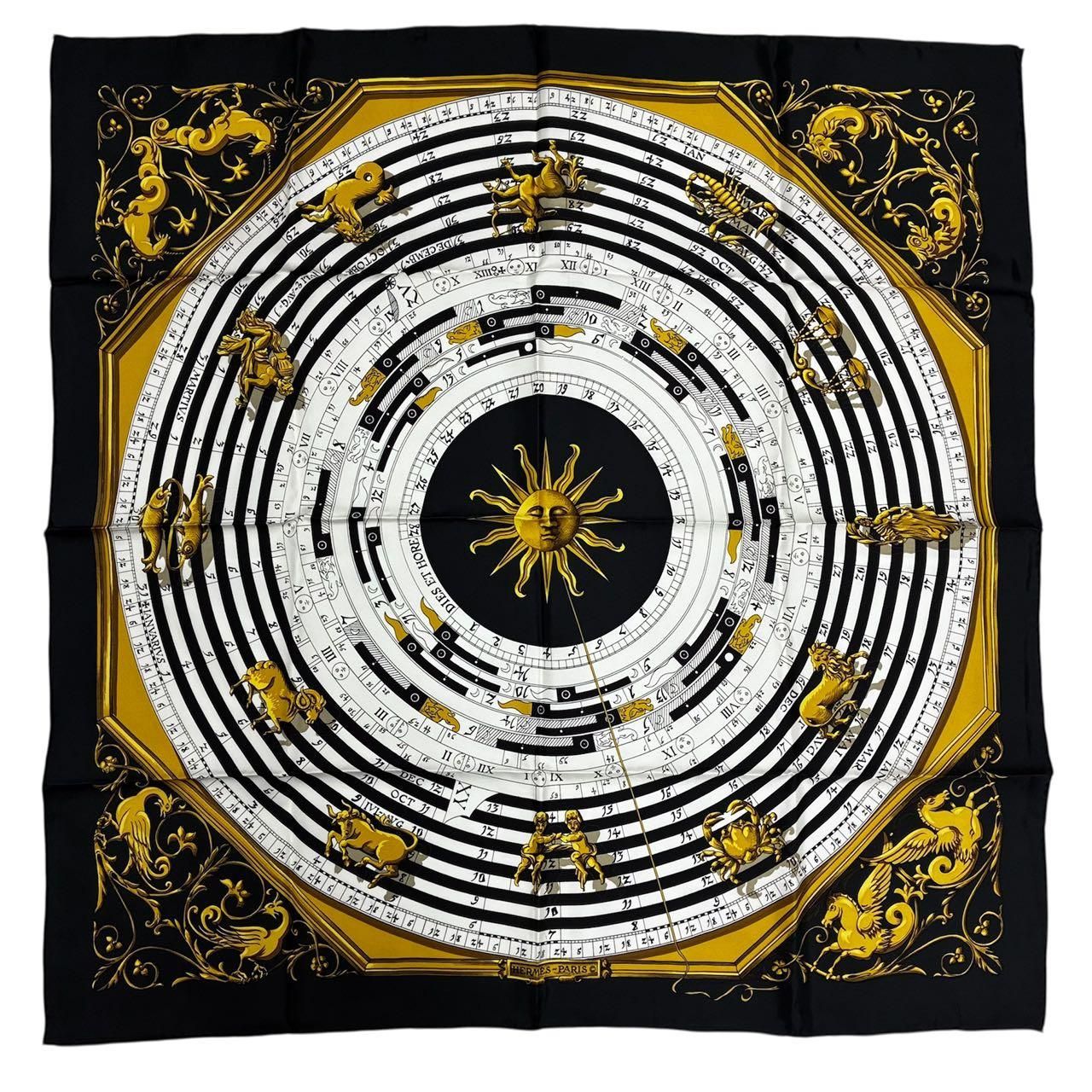 新品同様 HERMES エルメス カレ90 DIES ET HORE 占星術 シルク