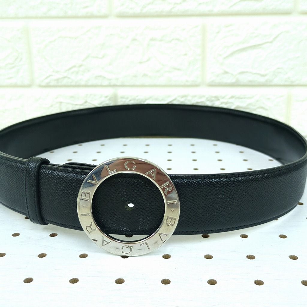 BVLGARI ブルガリ ベルト サークルロゴ ビーゼロワン レザー ブラック