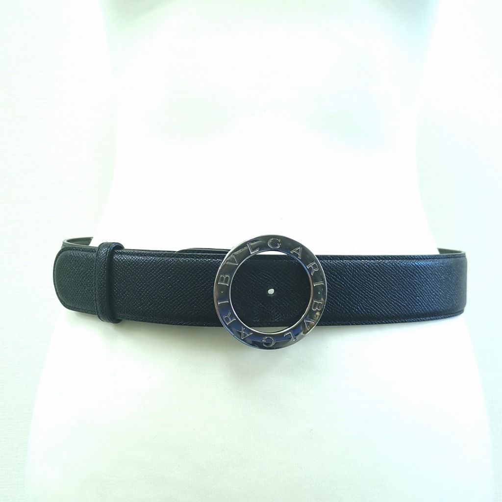 BVLGARI ブルガリ ベルト サークルロゴ ビーゼロワン レザー ブラック
