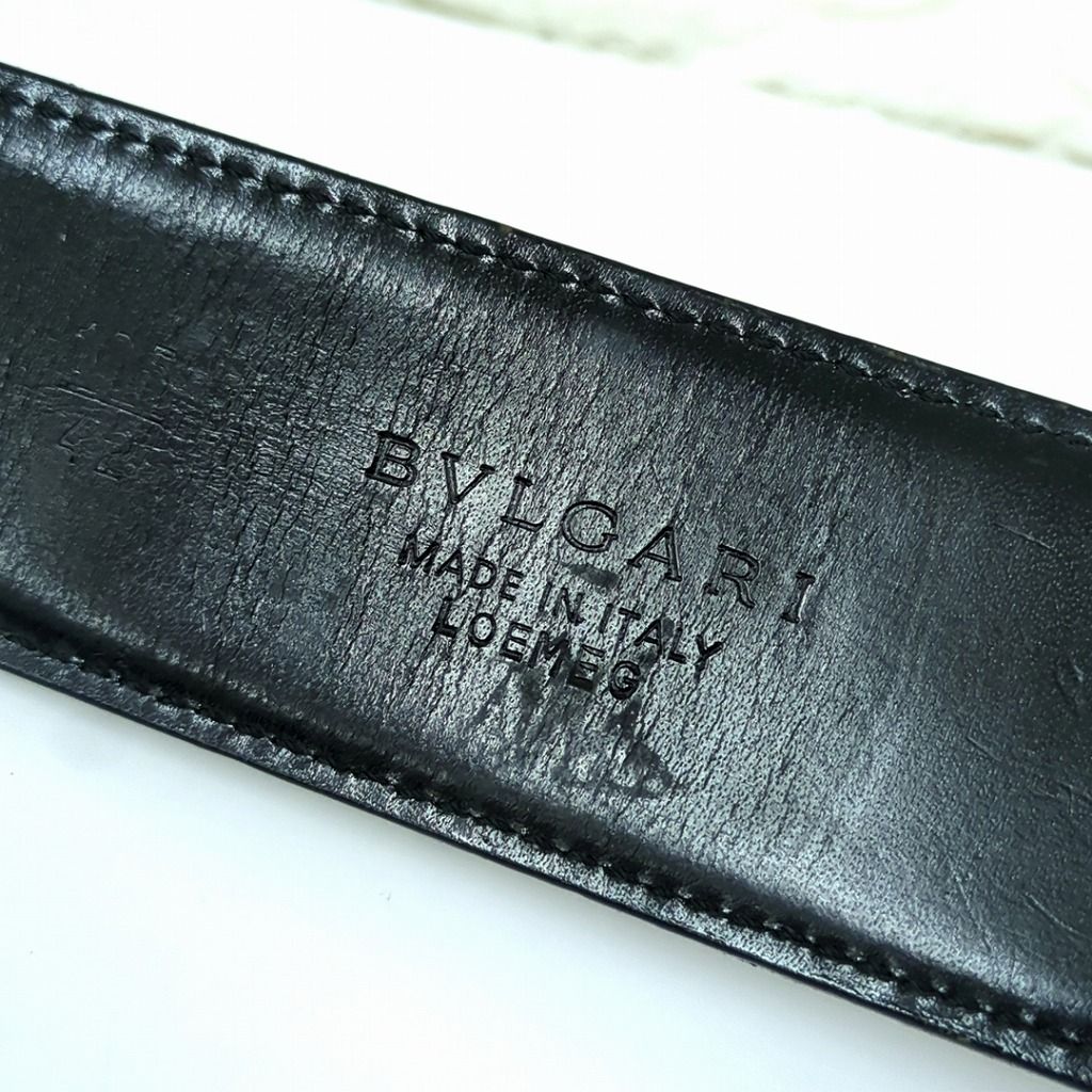 BVLGARI ブルガリ ベルト サークルロゴ ビーゼロワン レザー ブラック