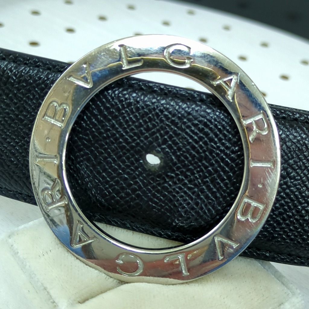 BVLGARI ブルガリ ベルト サークルロゴ ビーゼロワン レザー ブラック
