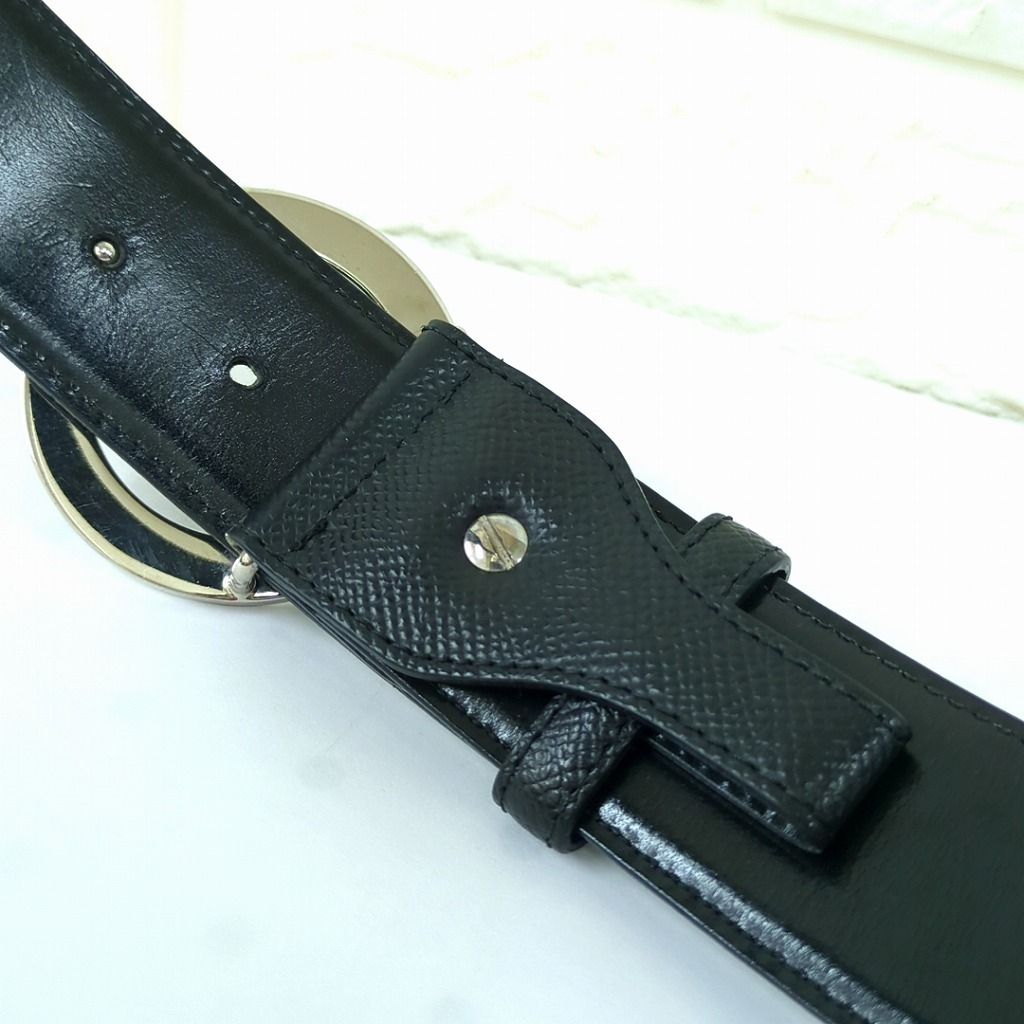 BVLGARI ブルガリ ベルト サークルロゴ ビーゼロワン レザー ブラック