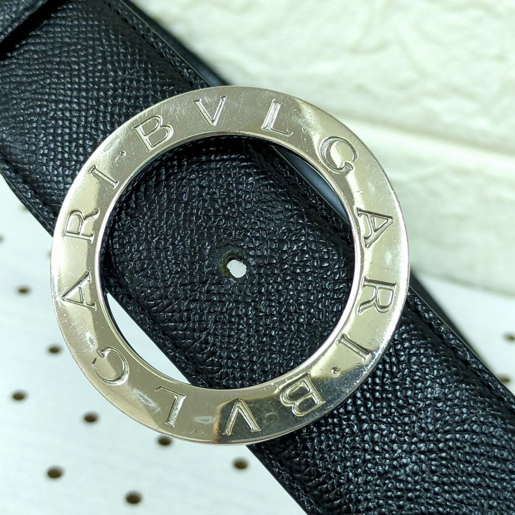 BVLGARI ブルガリ ベルト サークルロゴ ビーゼロワン レザー ブラック