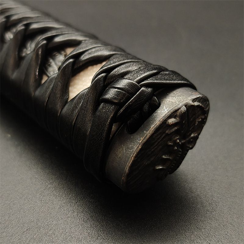 日本刀柄 勝虫縁頭 勝虫目貫 pbz26 日本刀装具 新品 全長約26CM 本鮫皮
