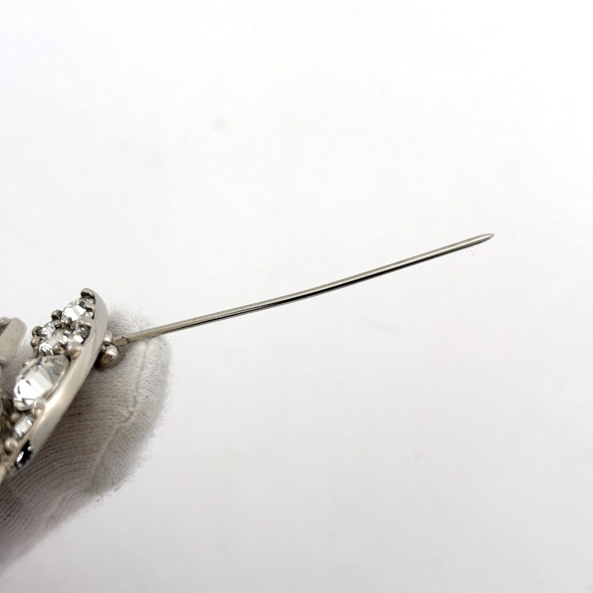 シャネル CHANEL ココマーク ラインストーン ブローチ メタル シルバー