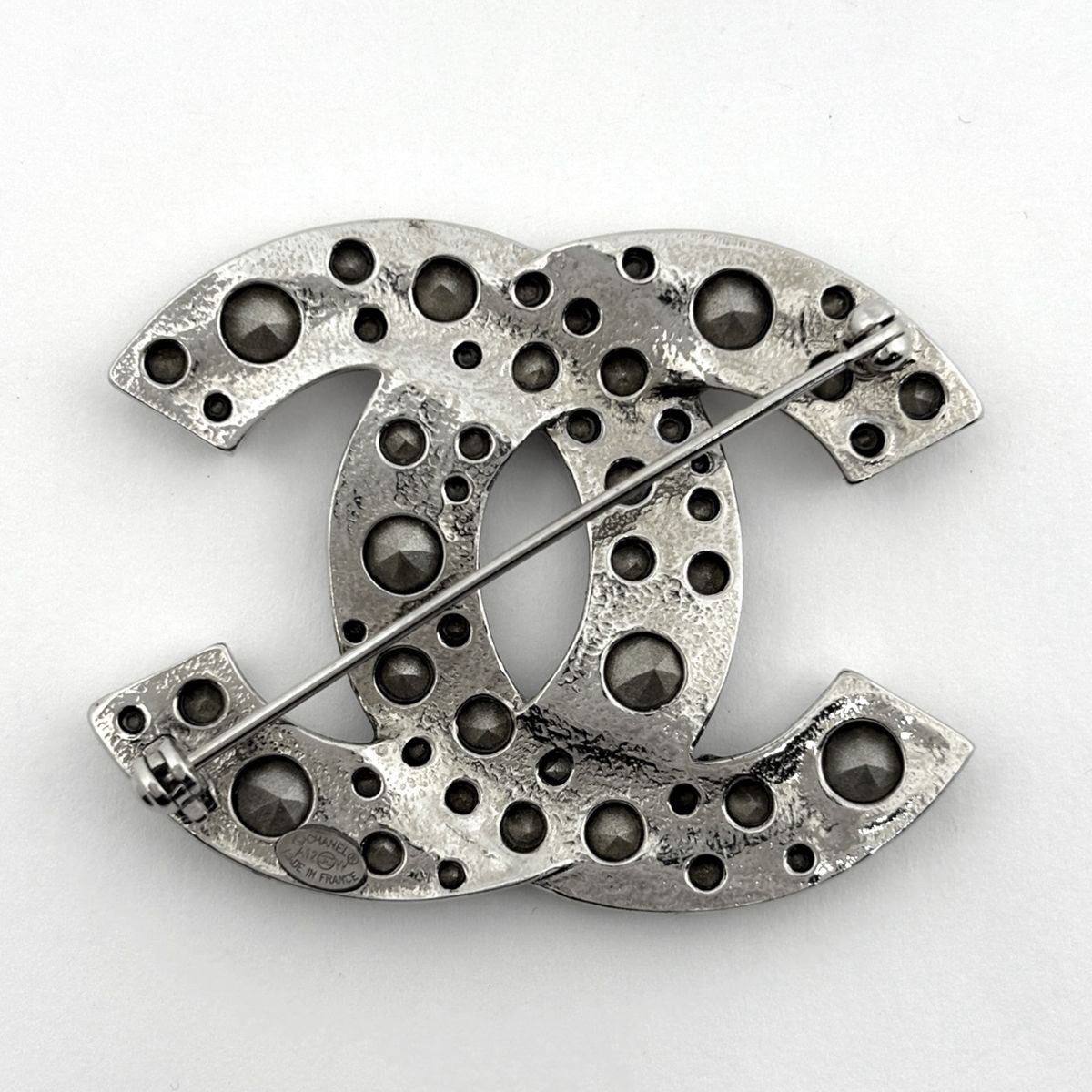 シャネル CHANEL ココマーク ラインストーン ブローチ メタル シルバー