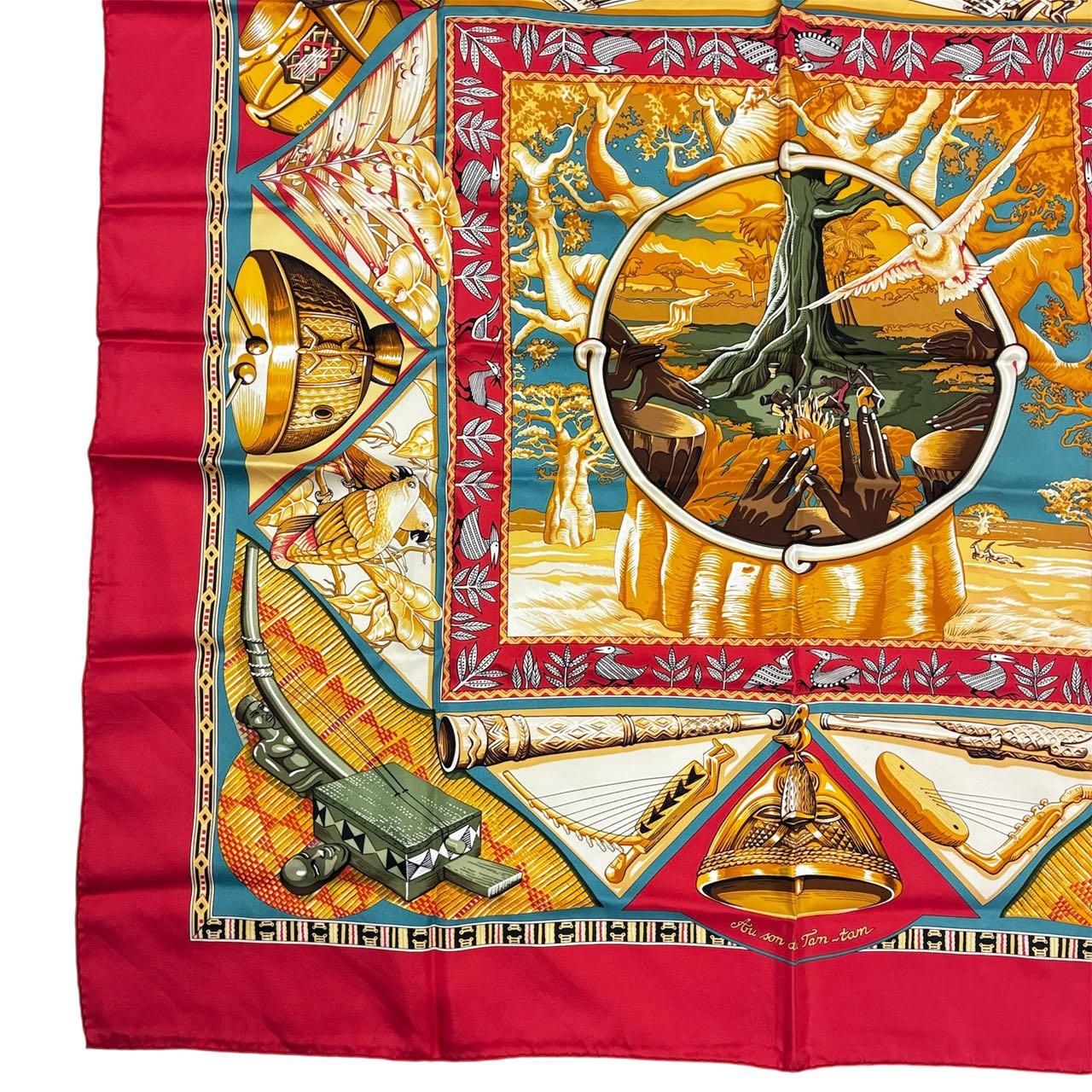 極美品 HERMES エルメス スカーフ カレ90 Au Son du Tam Tam タムタム