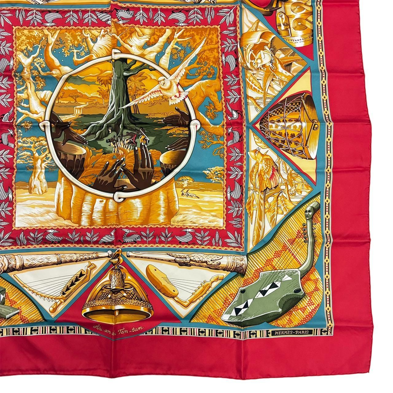 極美品 HERMES エルメス スカーフ カレ90 Au Son du Tam Tam タムタム