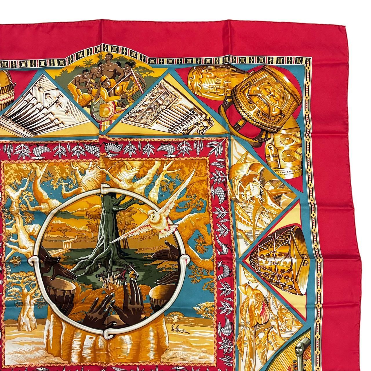 極美品 HERMES エルメス スカーフ カレ90 Au Son du Tam Tam タムタム