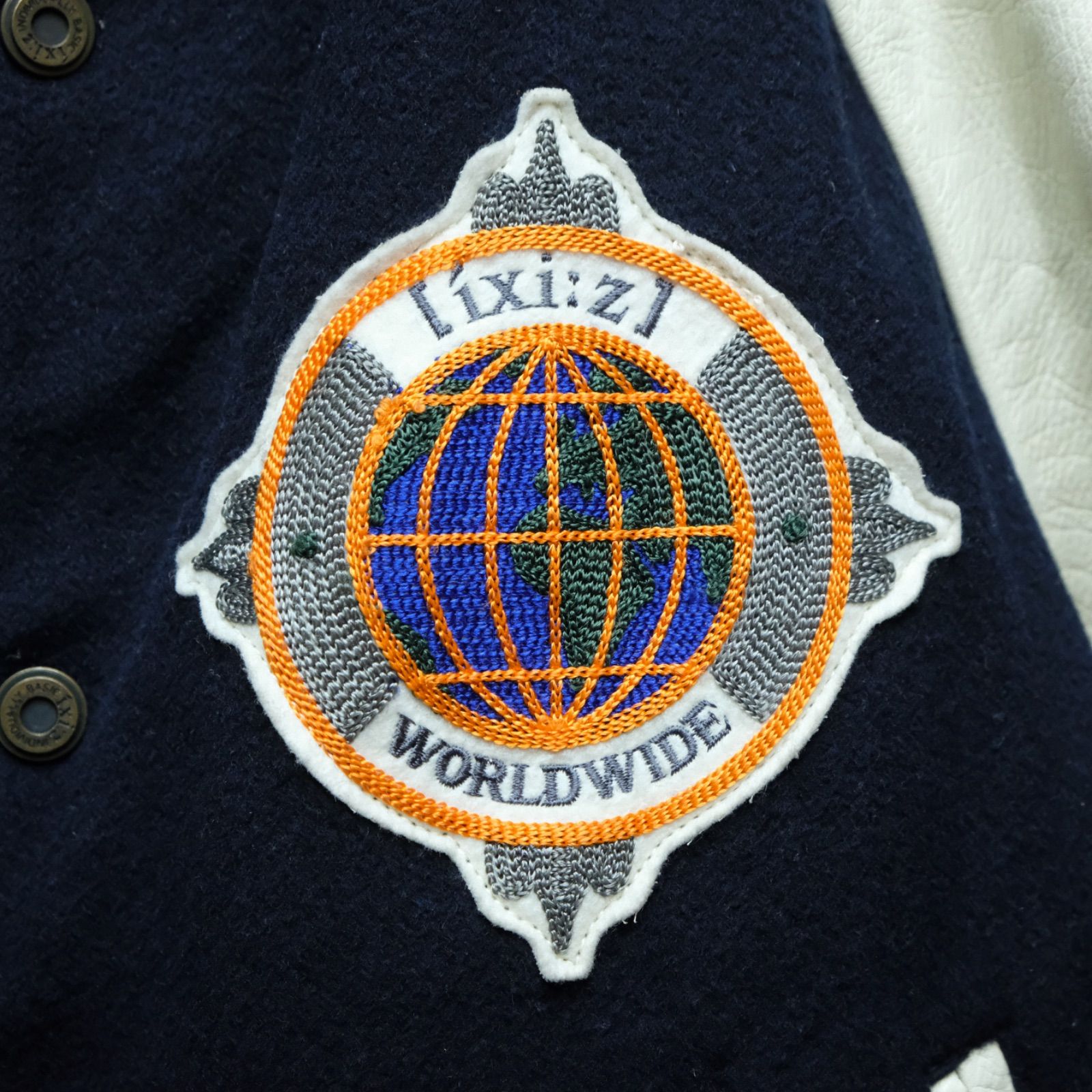 90s ixi:z 袖革スタジャン 刺繍/ワッペンデコレーション Lサイズ ixiz