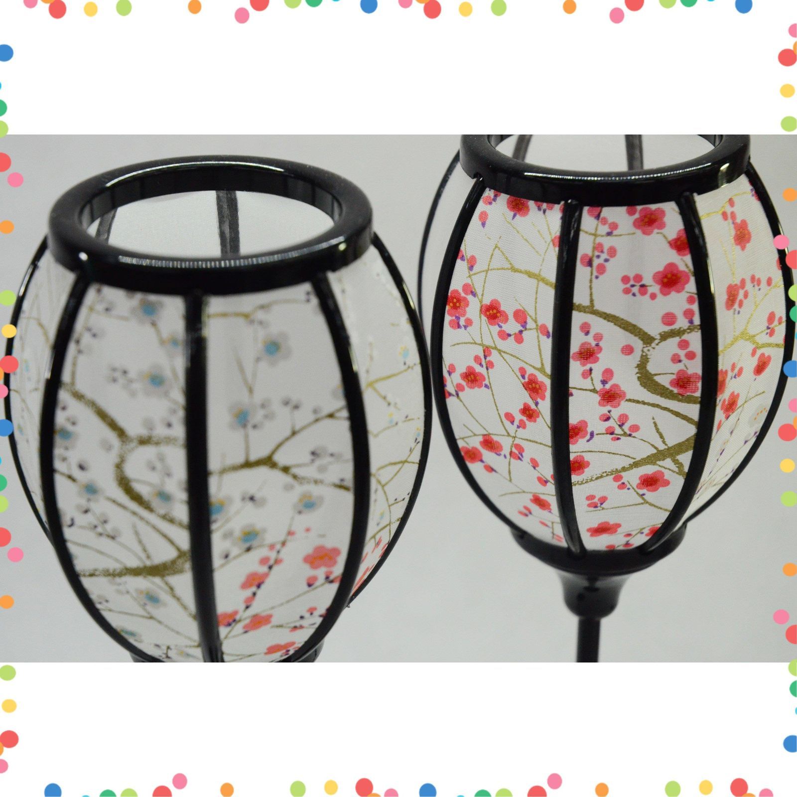 10号 桃山 紅白梅 LEDコードレス 雪洞 高さ27 cm ひな祭り用ぼんぼり