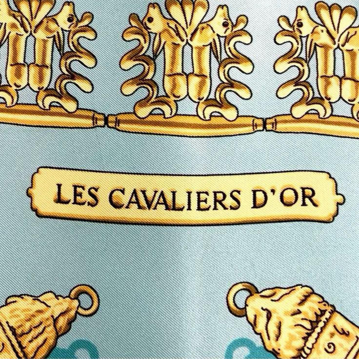 HERMES エルメス カレ90 LES CAVALIERS D'OR 黄金の騎士 シルク