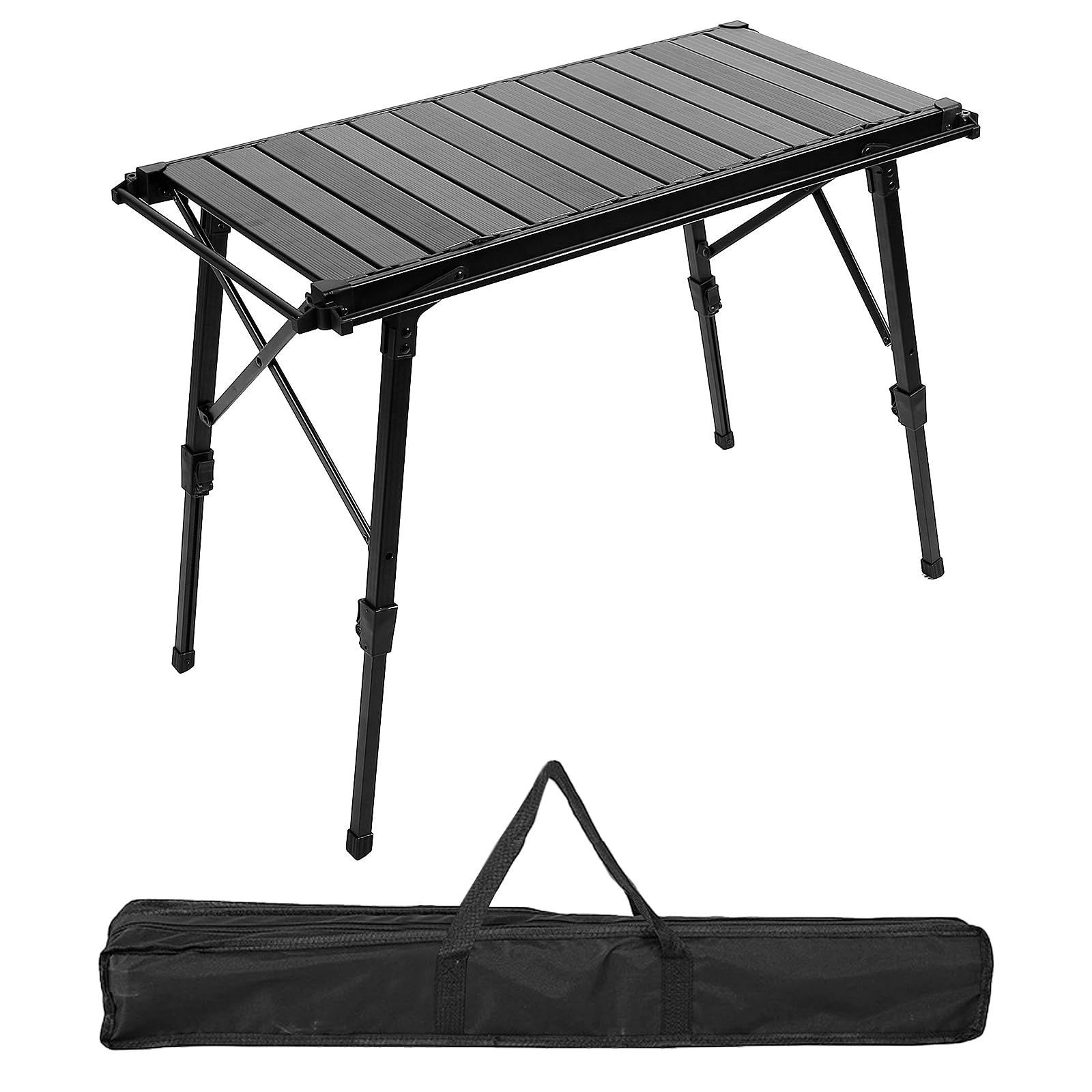 コンパクト 3ユニット 軽量 igt対応 アルミ 焚き火 吊り下げ用サイドレール付き 高さ43～66 cm調節 マルチキッチン 折り畳み キャンプ バーベキュー アウトドア 組立不要IGTテーブル 収納袋付き ブラック 次世代
