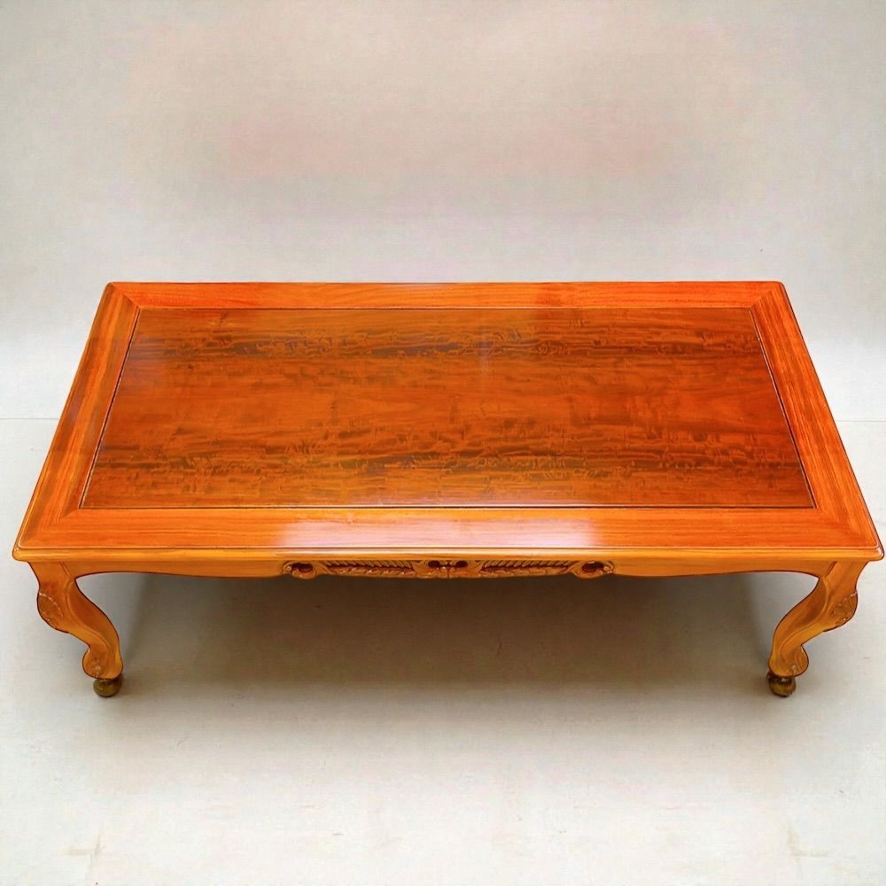 アンティーク調 座卓 ローテーブル 木製 彫刻脚 和風テーブル センター