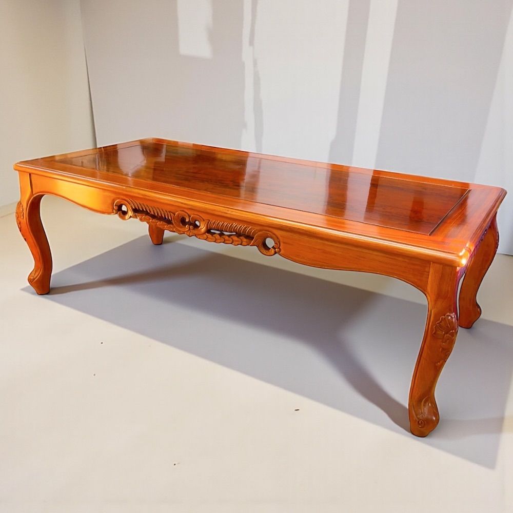 アンティーク調 座卓 ローテーブル 木製 彫刻脚 和風テーブル センター