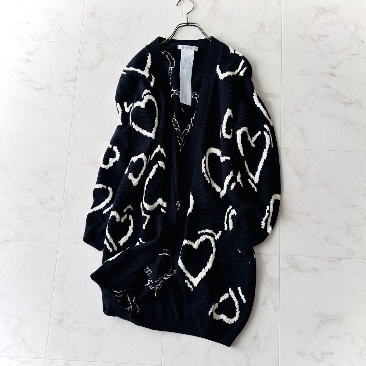 cnr0091* 美品 Max Mara マックスマーラ 白タグ ハート柄 ニット
