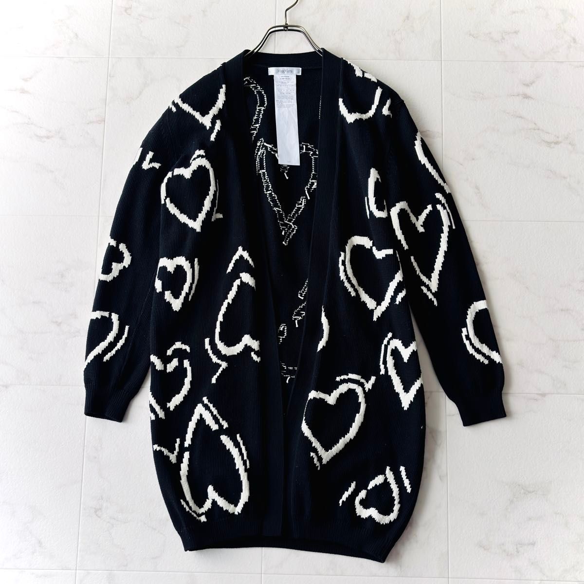 cnr0091* 美品 Max Mara マックスマーラ 白タグ ハート柄 ニット