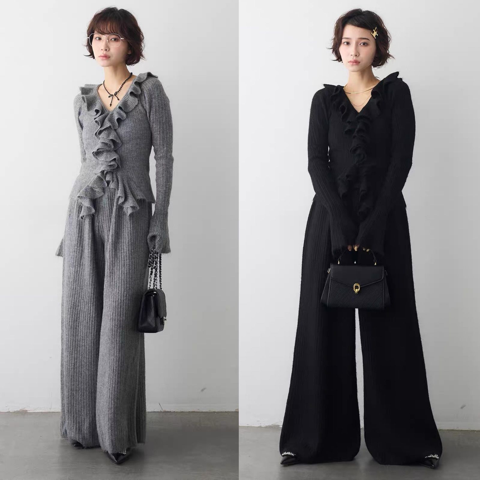 フロントフリル美ラインニットセットアップ Frene フラーネ同型 - メルカリ