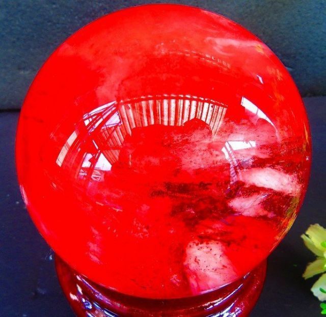 絶品超綺麗K9赤水晶丸玉☆超巨大620g☆90mm台座付tk6509 - メルカリ