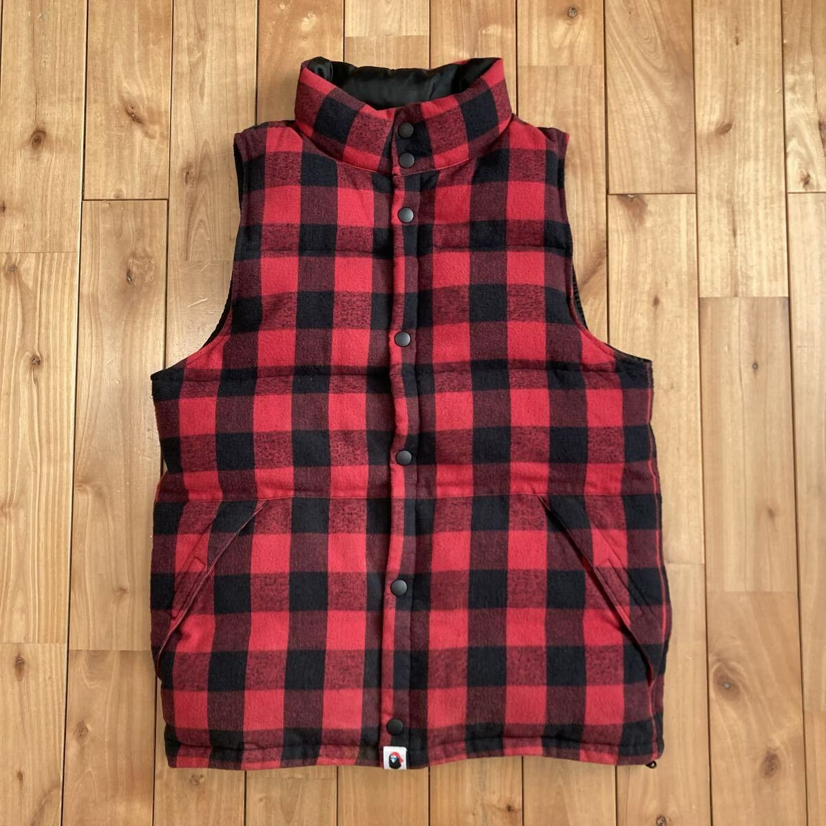 A BATHING APE ダウンベスト　チェック チェック ダウンベスト Sサイズ a bathing ape BAPE Check Puffer Down