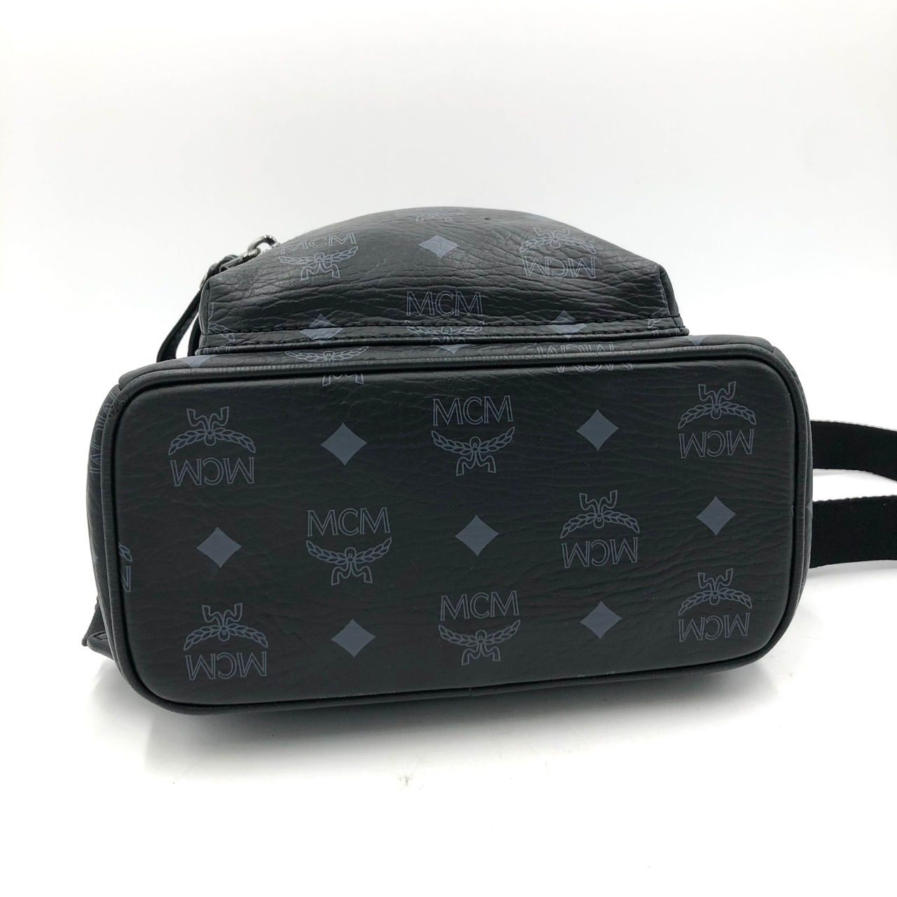 MCM リュック ミニ バックパック 黒 ブラック ナイロン レザー ロゴ