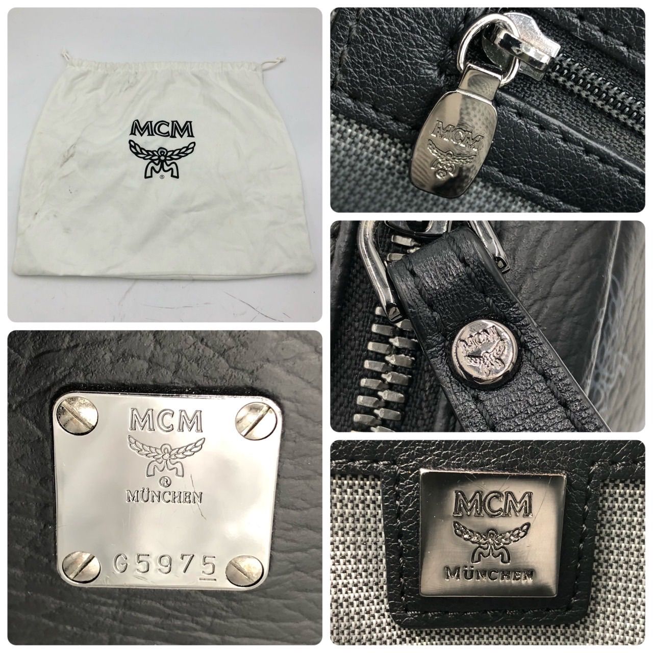 MCM リュック ミニ バックパック 黒 ブラック ナイロン レザー ロゴ