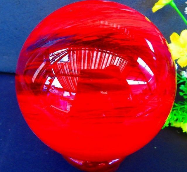 絶品超綺麗K9赤水晶丸玉☆超巨大1.52kg☆128mm台座付tk6498