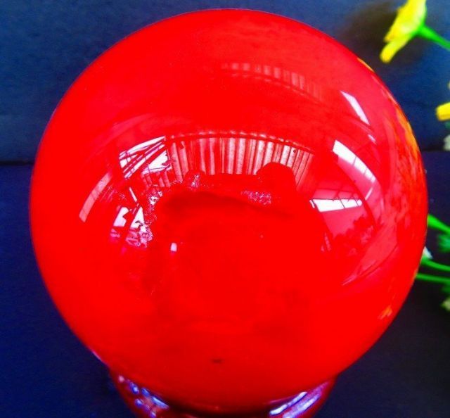 絶品超綺麗K9赤水晶丸玉☆超巨大1.5kg☆128mm台座付tk6496