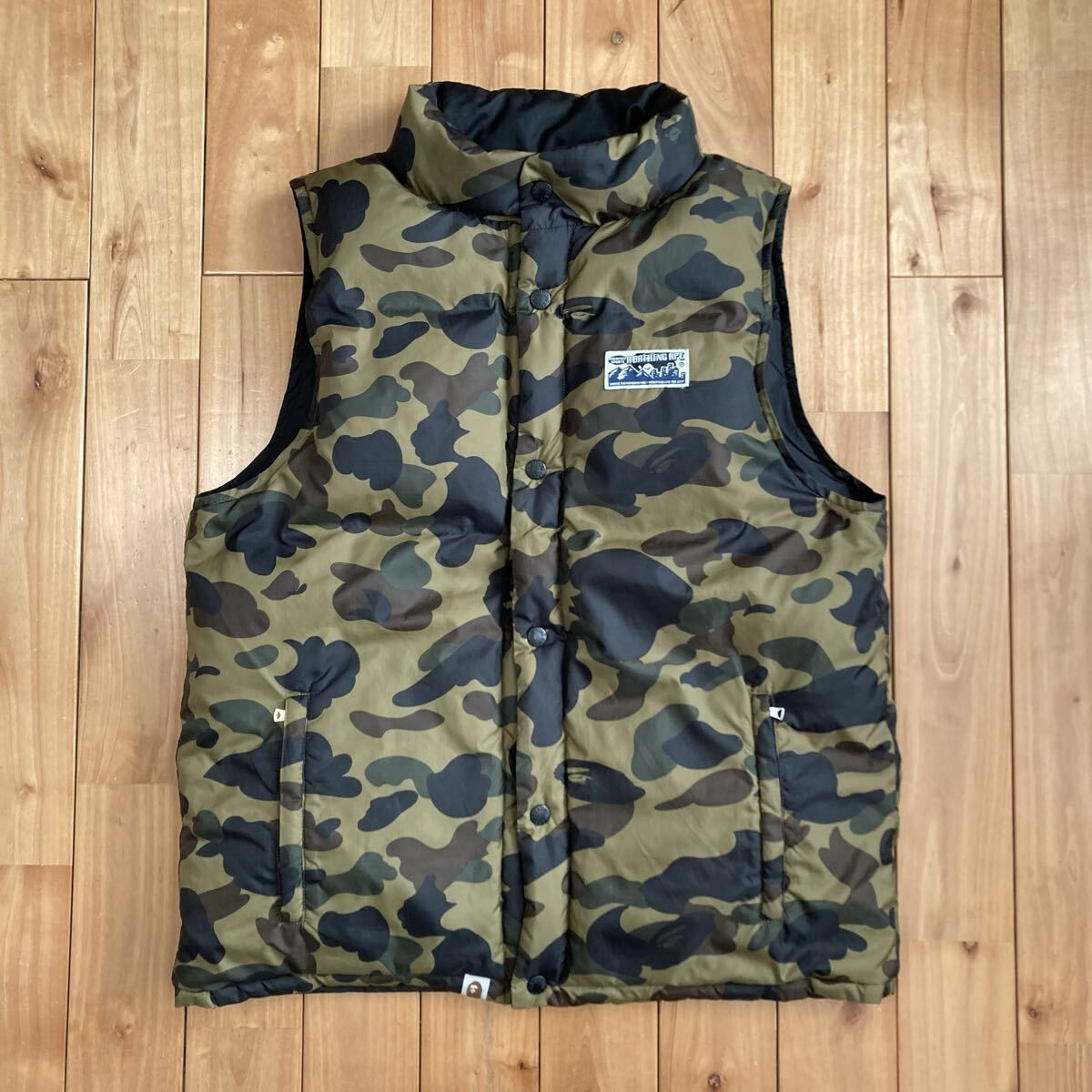 ☆XL リバーシブル☆ ダウンベスト 1st camo green a bathing ape BAPE 