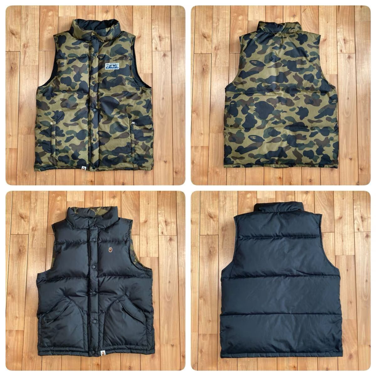 ☆XL リバーシブル☆ ダウンベスト 1st camo green a bathing ape BAPE 
