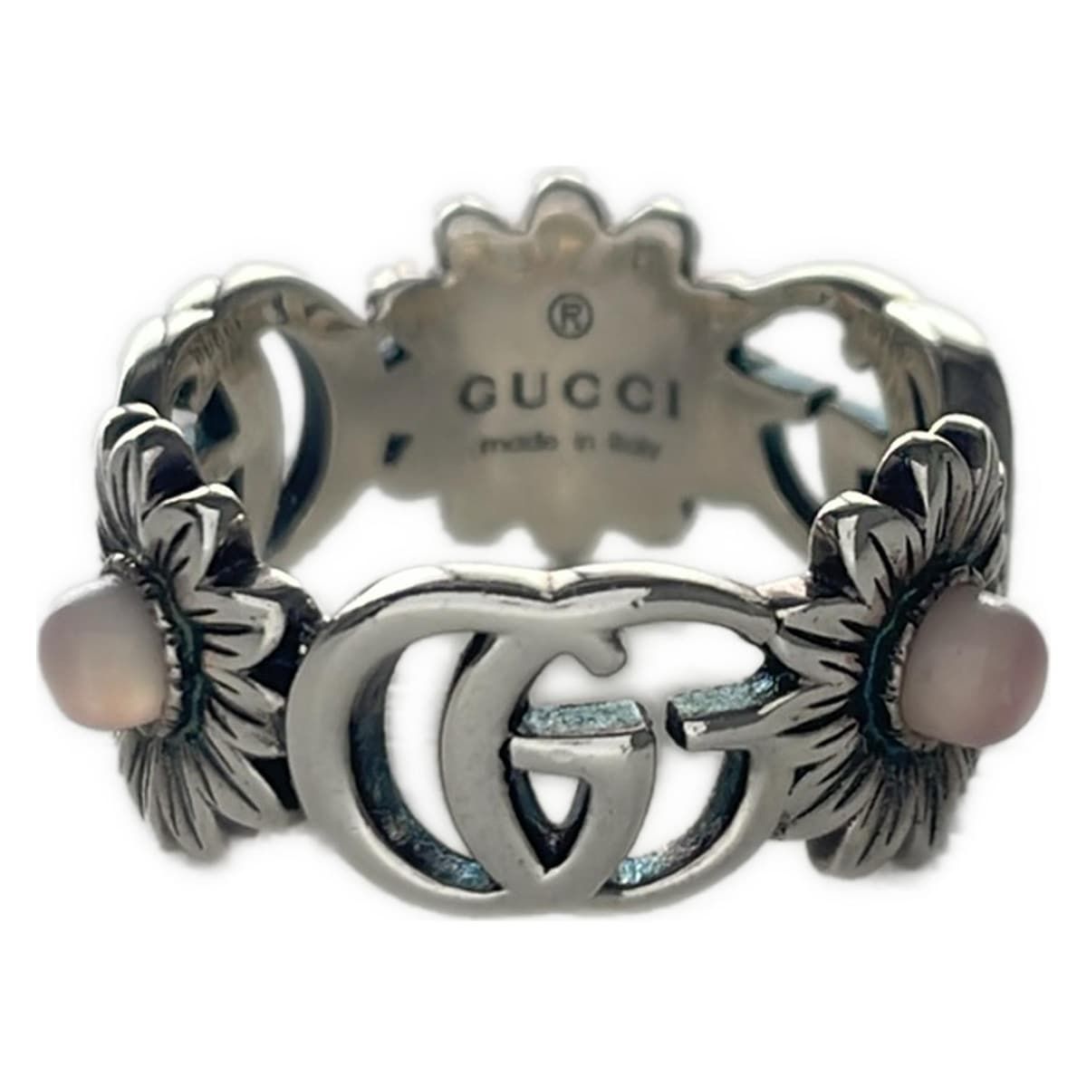 GUCCI(グッチ) リング ダブルG マザーオブパール シルバー×ピンク