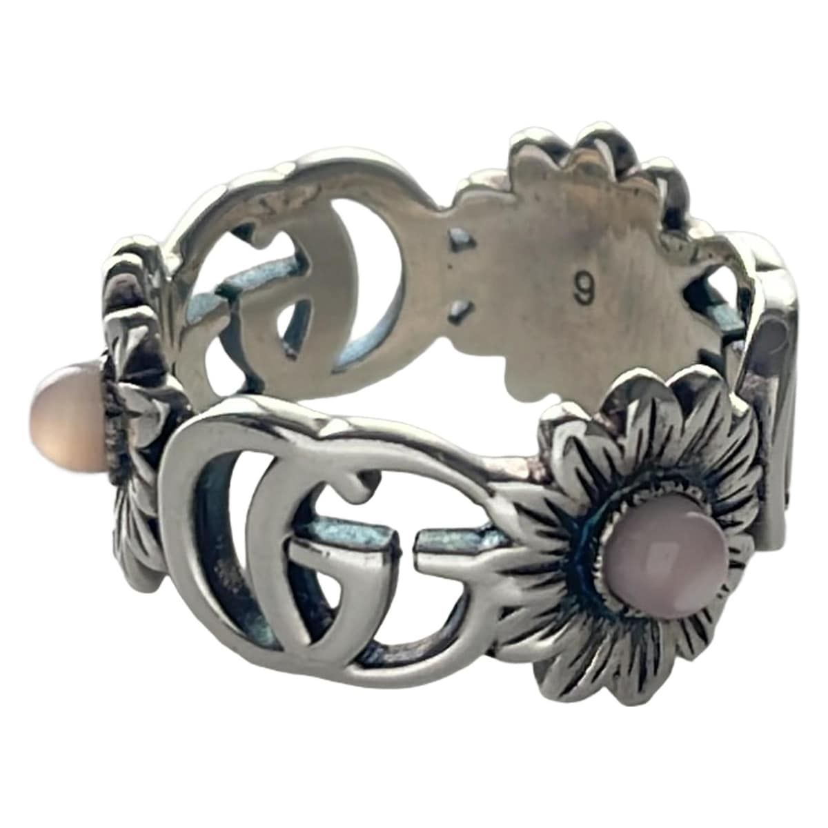 GUCCI(グッチ) リング ダブルG マザーオブパール シルバー×ピンク