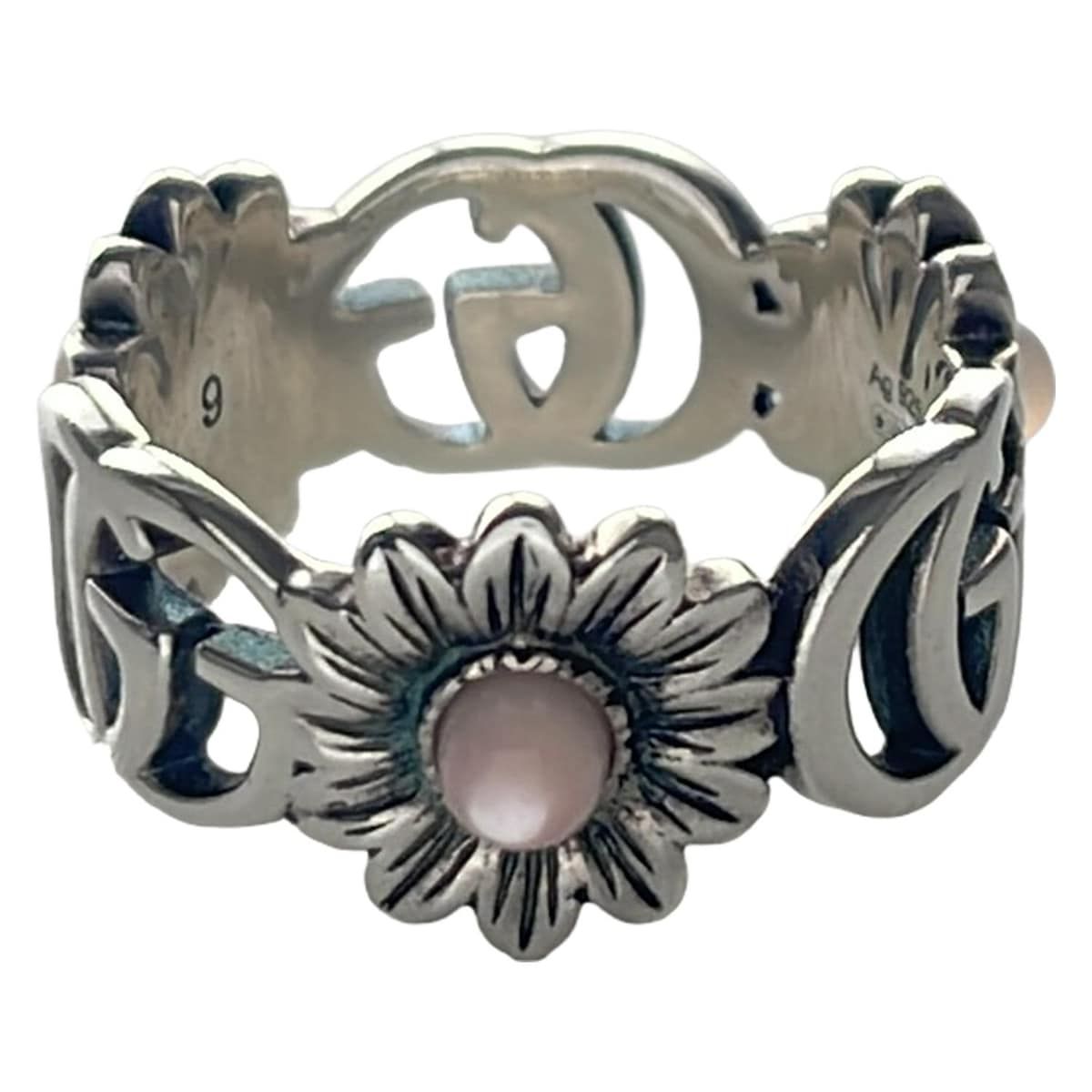 GUCCI(グッチ) リング ダブルG マザーオブパール シルバー×ピンク