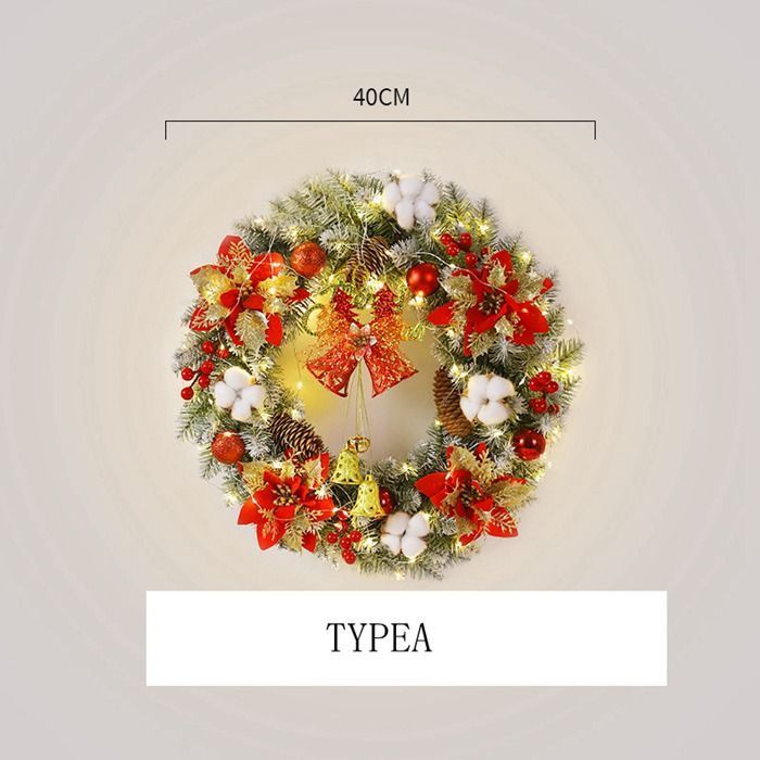 クリスマスリース 玄関 LED付き 花輪 ドライ リース ドライフラワー