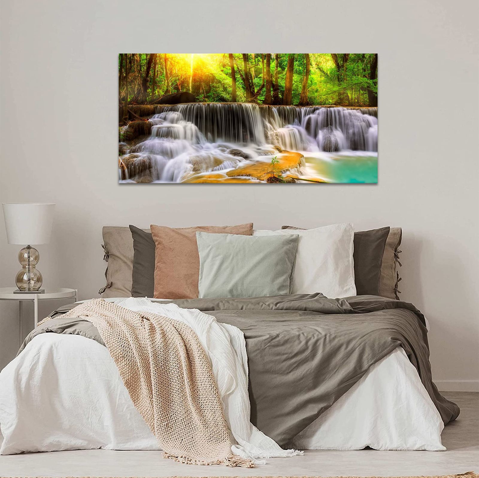 新品 森林 アートパネル 太陽の光 ポスター 山の絵 絵画 玄関 絵 開運