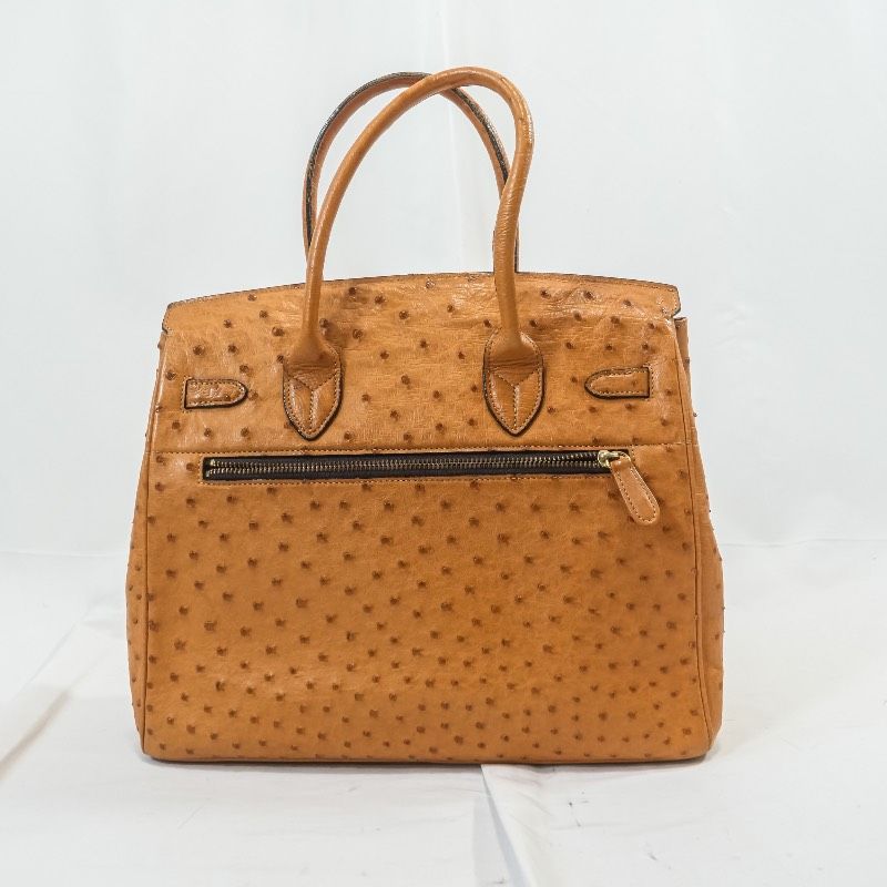 オーストリッチ ハンドバッグ キャメル ostrich 高級革 美品】 新品 本 