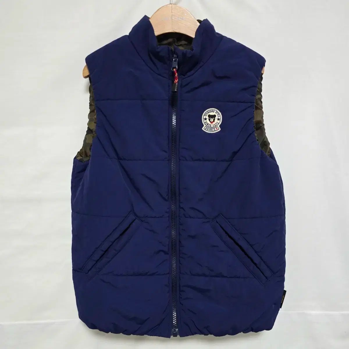 ダブルビー ネイビー カモフラ リバーシブル キルティング ダウン