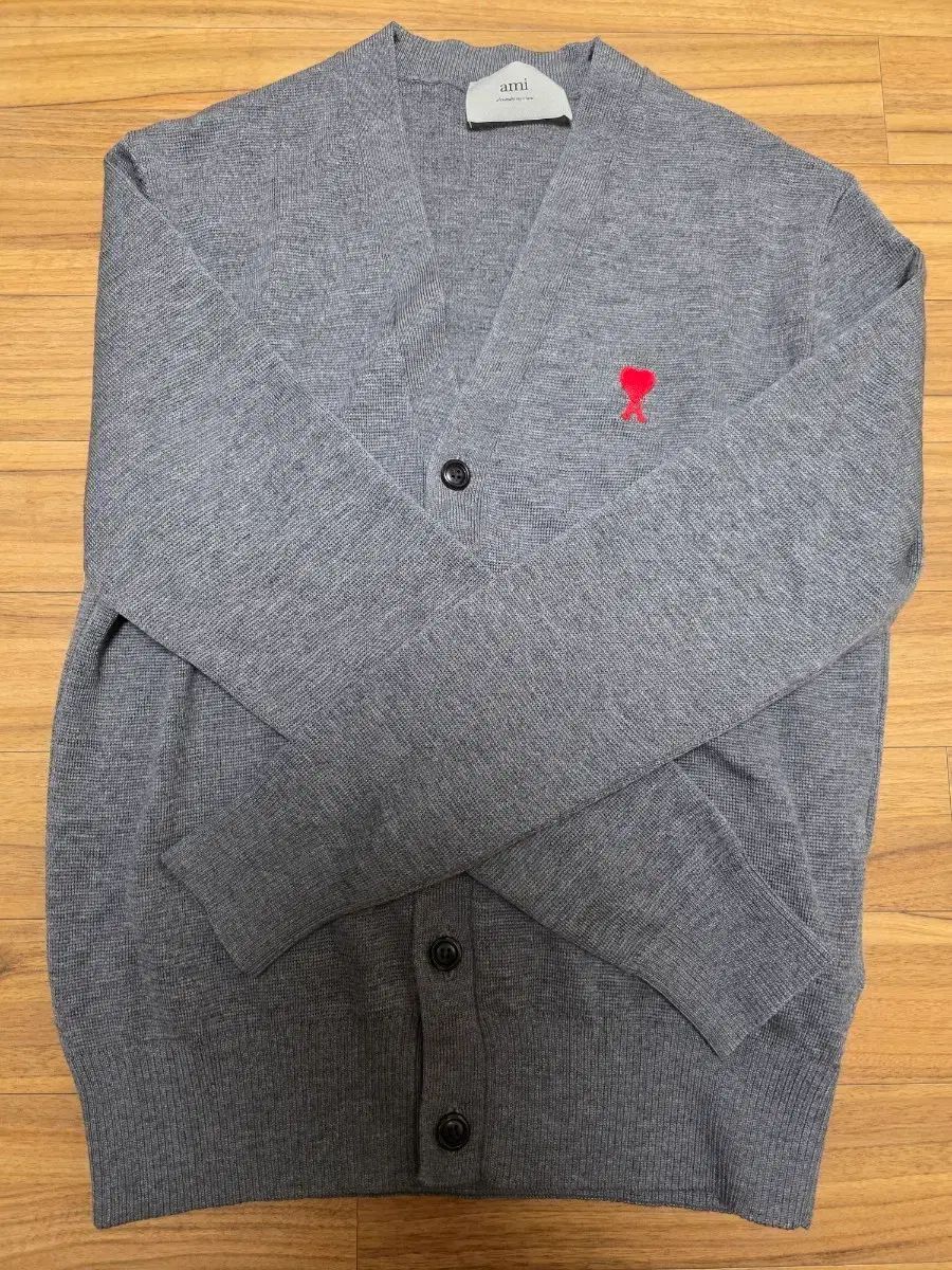 アミ カーディガン スモールロゴ グレー M サイズ