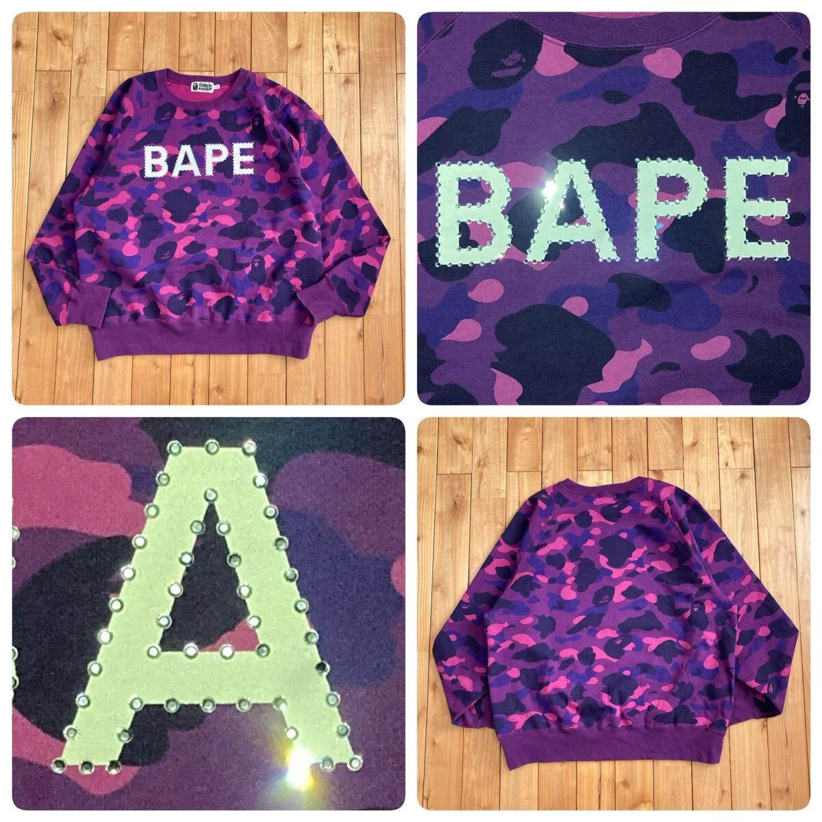 Crystal Stone BAPE Logo 長袖 スウェット Lサイズ a bathing ape
