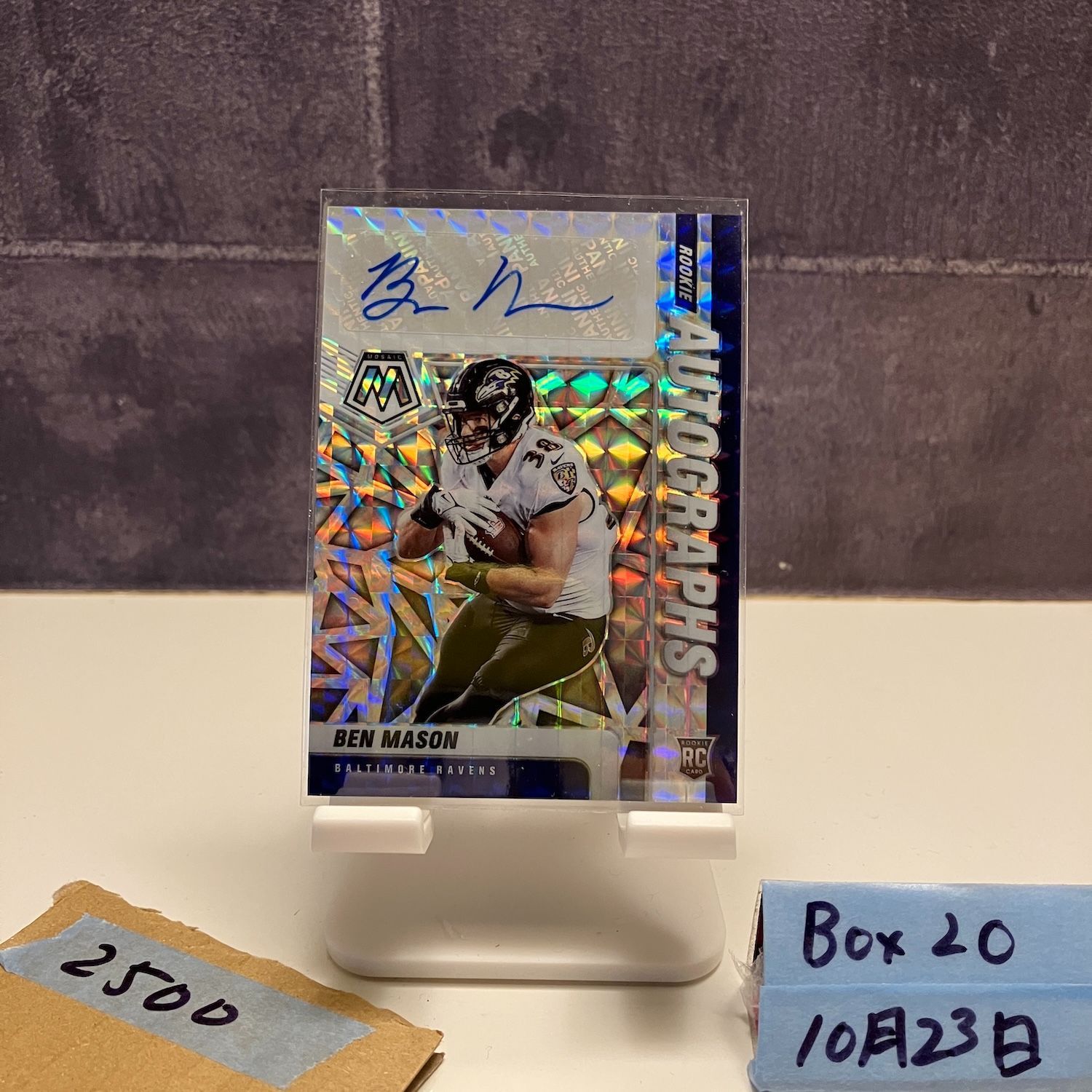 2021 Panini Mosaic Ben Mason 直筆サインカード Baltimore Ravens