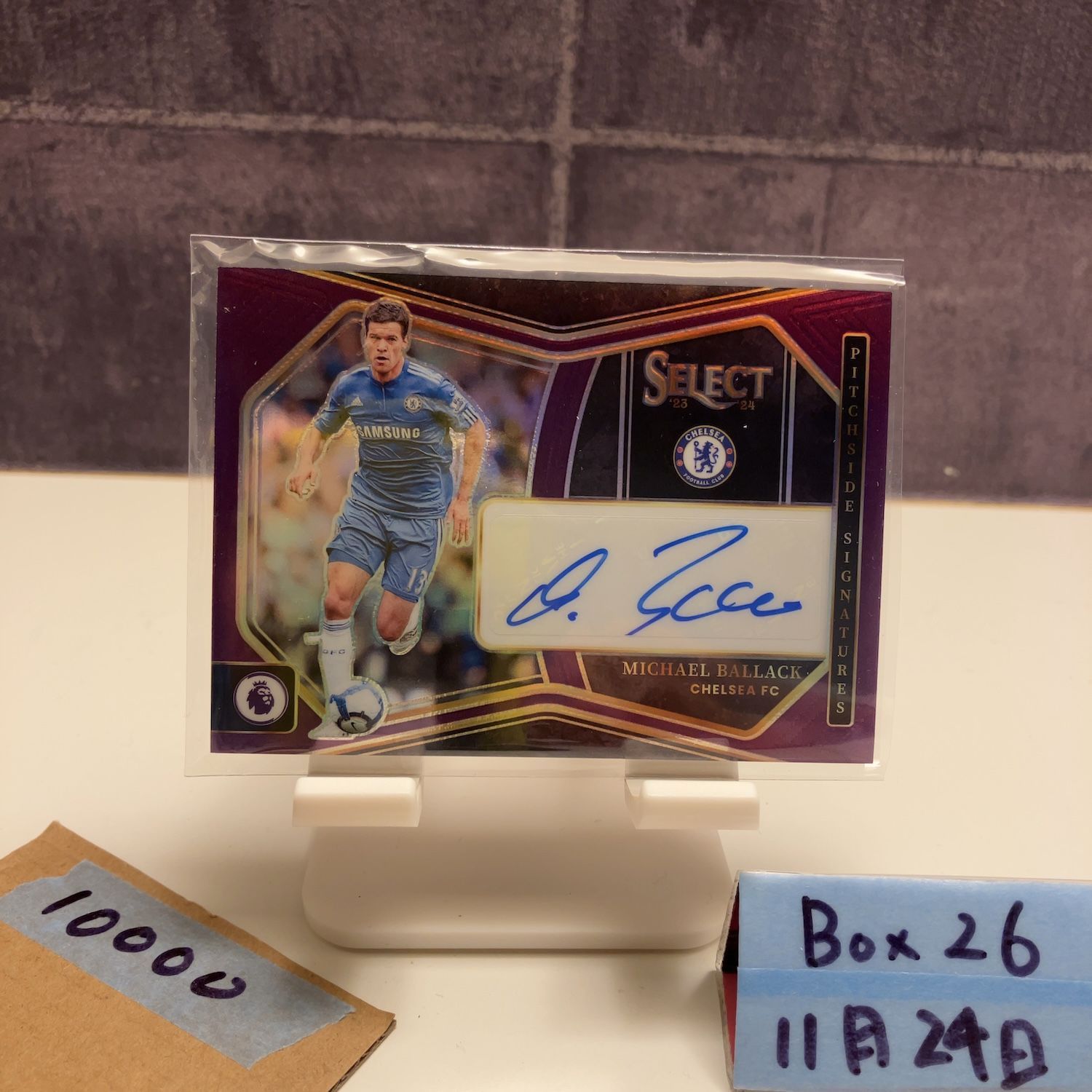 2025 24 Panini Select Premier League Michael Ballack 46 49 直筆サインカード CHELSEA FC Purple Prizm Pitchside Signatures カード