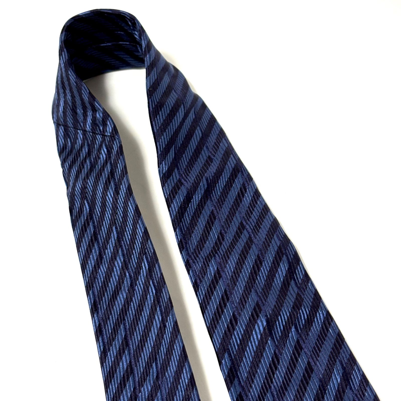 ジョルジオアルマーニ ネクタイ 光沢 ストライプ ネイビー 紺 シルク