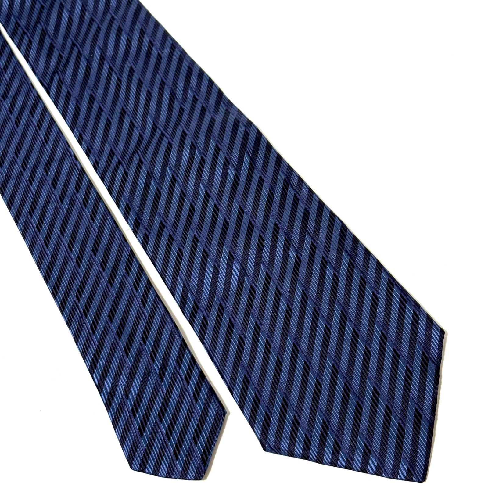 ジョルジオアルマーニ ネクタイ 光沢 ストライプ ネイビー 紺 シルク