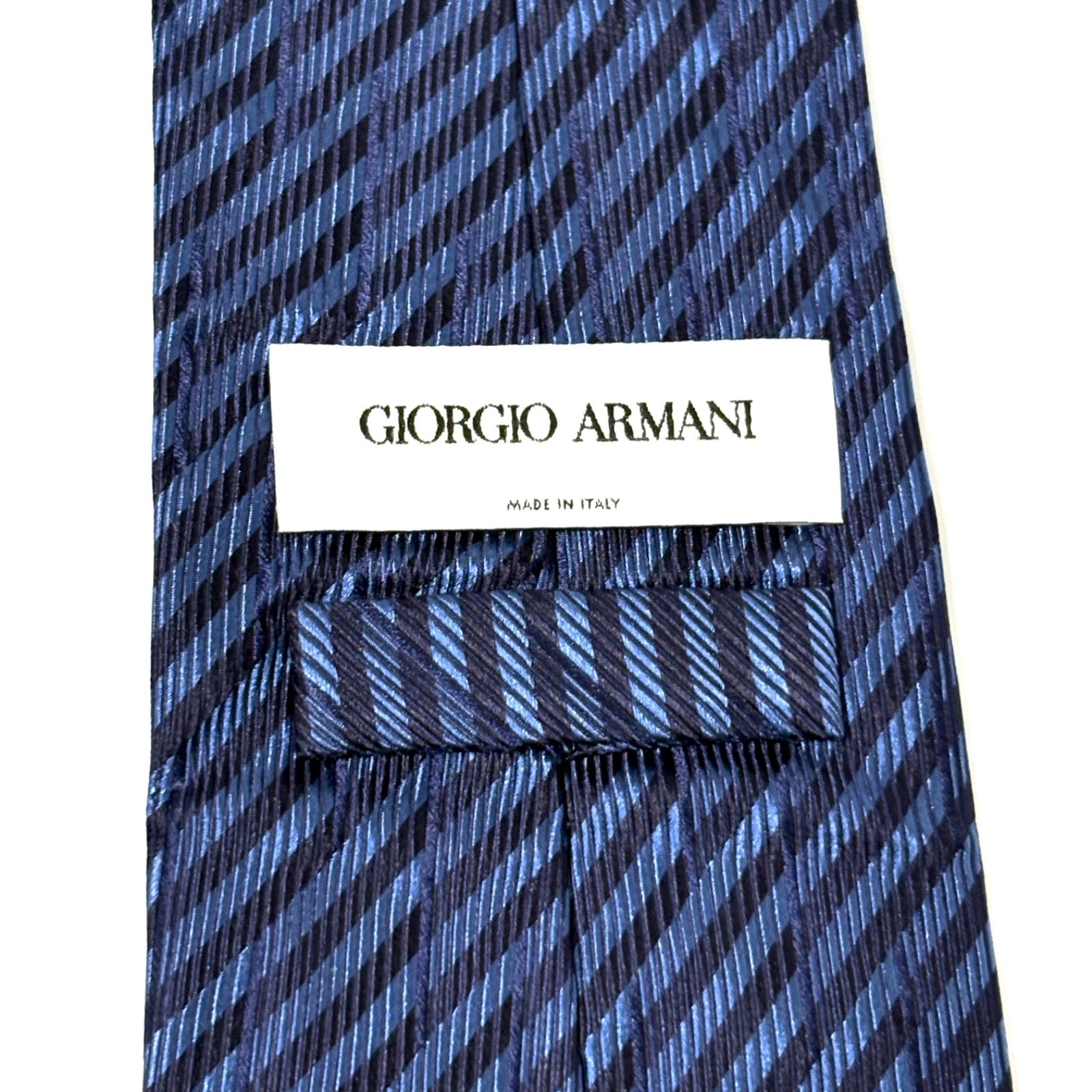ジョルジオアルマーニ ネクタイ 光沢 ストライプ ネイビー 紺 シルク