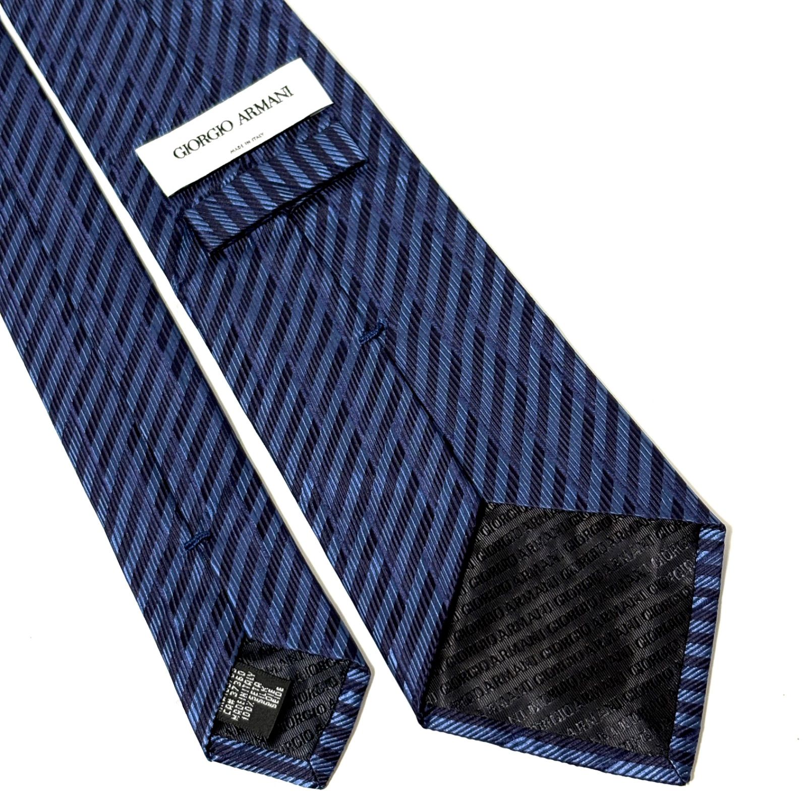 ジョルジオアルマーニ ネクタイ 光沢 ストライプ ネイビー 紺 シルク